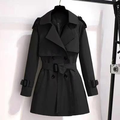 Petite High-End Windbreaker for Women - Spring/Autumn 2026, Korean & British Style, Waist-Cinched Chic Short Jacket S