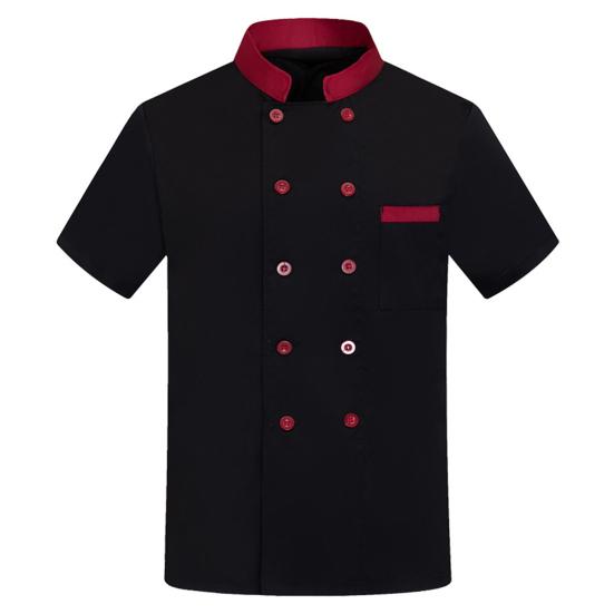 

Унисекс кухонная униформа шеф-повара отеля для пекарни, общественного питания, повара, сетчатая спинка, воротник-стойка, рубашка с короткими рукавами, дышащая двубортная куртка шеф-повара, одежда XL