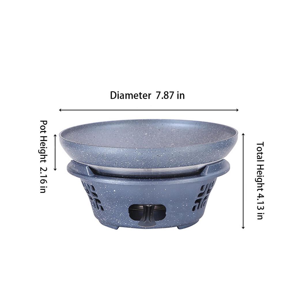 Pentola calda portatile antiaderente con bruciatore ad alcol, 2 in 1 cuocitore per pentola secca per cucina asiatica autentica, per uso domestico o ristorante