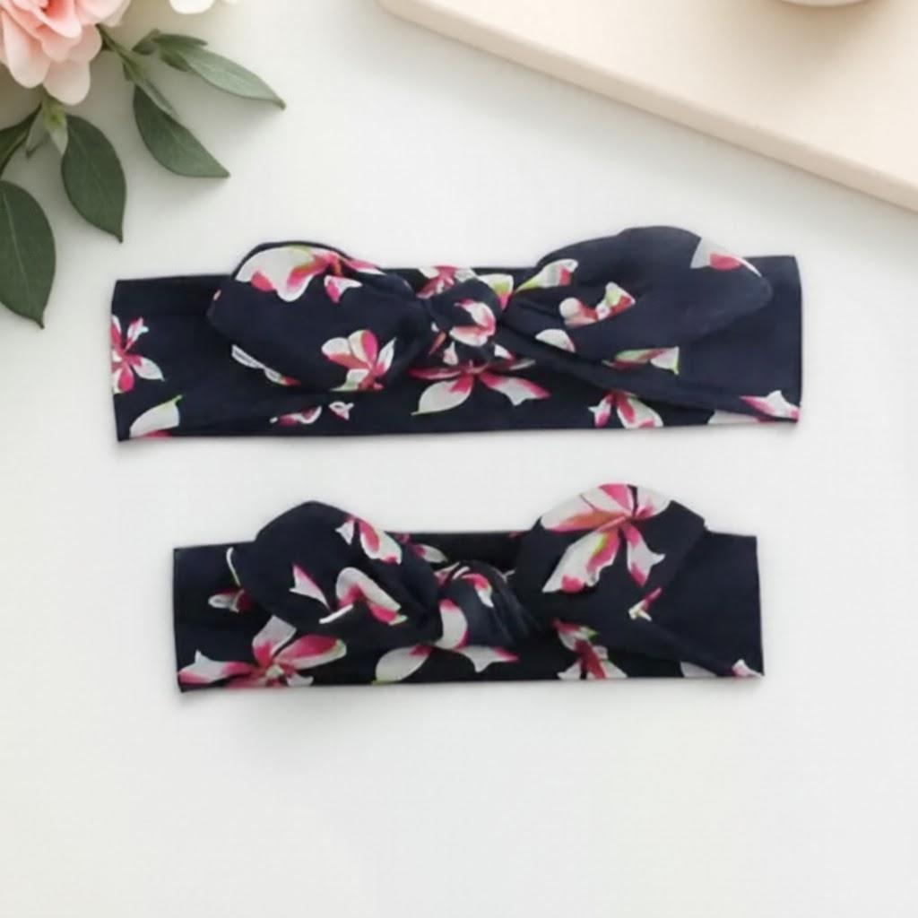 2PCS Cute Bunny Ears Headband Bow Elastic Hair Accessories Women Girls Baby Mother Daughter Kids Hair Bands