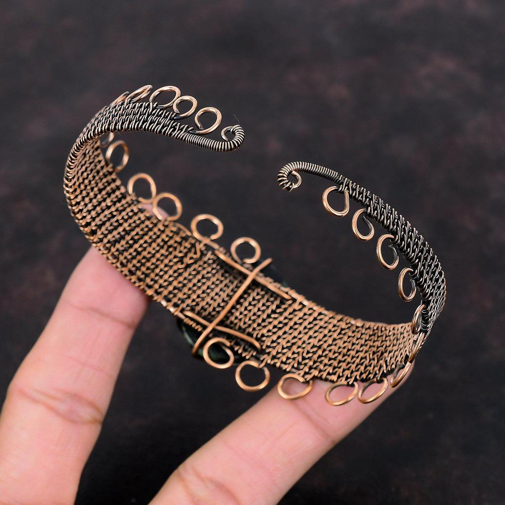 Kambaba Jasper Copper Bangle Copper Wire Wrapped Jewelry Gemstone Bangle Adjustable Cuff Bracelet Handmade Jewelry Copper Wire Wrap Bangle