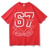 Funny 67 Hand Meme Number Print Men Women Short Sleeve Tee Shirt Fashion T-Shirts Round Neck Aesthetic Tops Hot Sale Streetwear