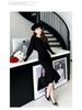Elegant Black Mermaid Skirt Dress: Women's Long Sleeve, Over-the-Knee Knitted Style