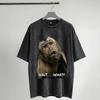 Harajuku Gewaschenes Hemd Denkender Affe Meme Outfit Vintage T-Shirts Harajuku Streetwear Kurzarm Grafikbedruckte T-Shirts