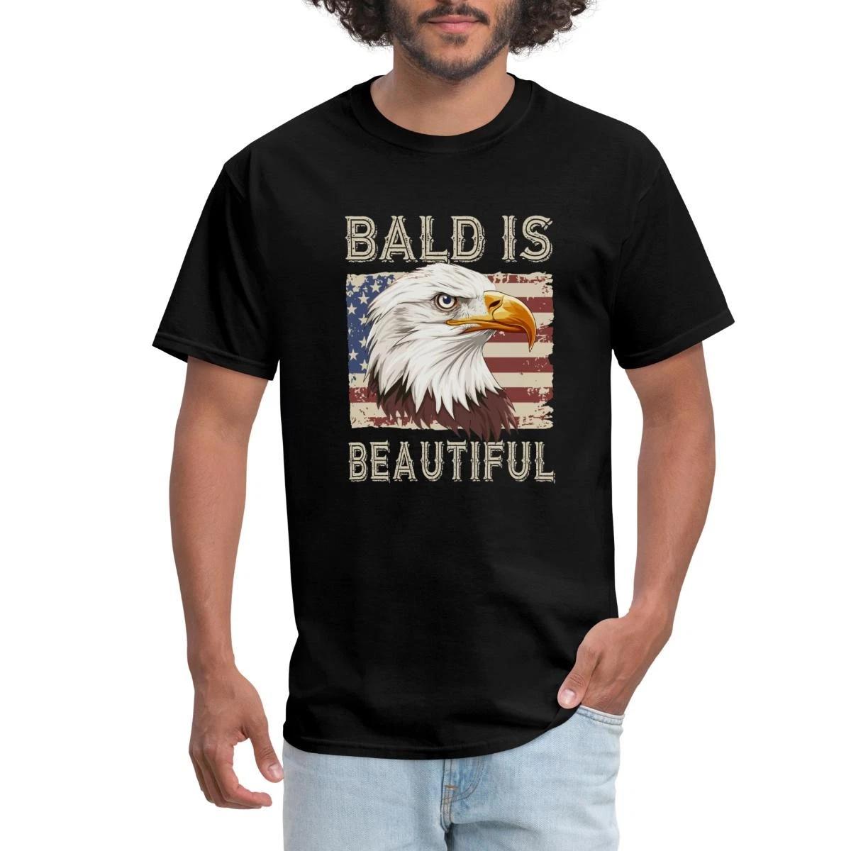 Bald Is Beautiful | Patriotic Eagle 4th of July Men s T-Shirt XXXXL