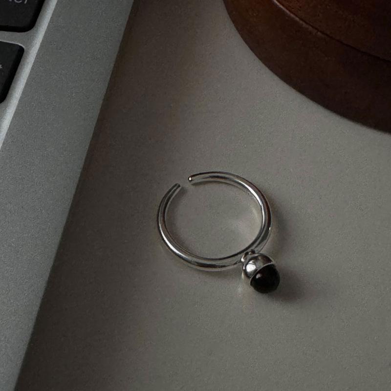

Корейское черное трендовое кольцо из оникса, геометрический дизайн, регулируемое открытое кольцо для модных женщин J5731