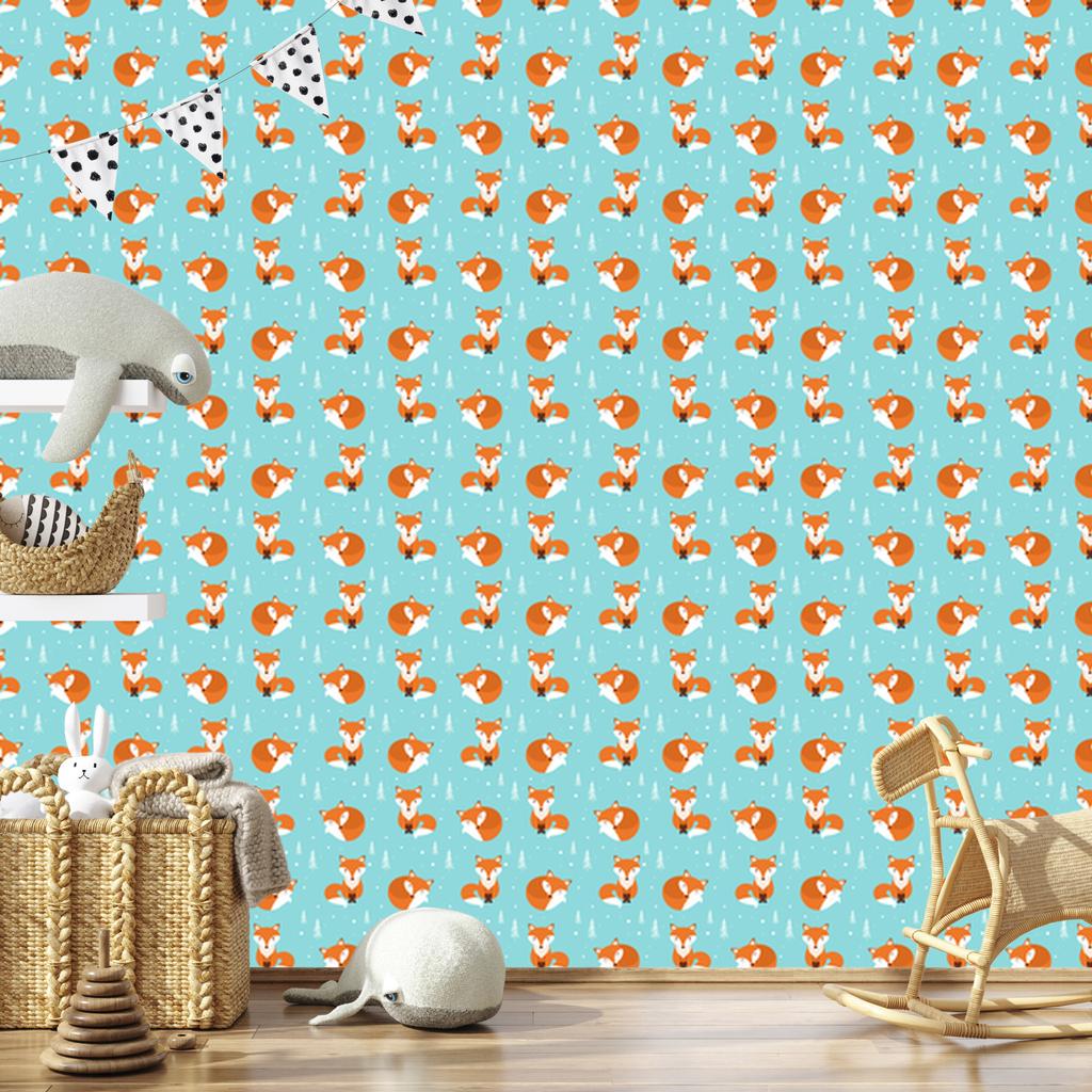 Sleeping foxes in the forest wallpaper for living room and bedroom 50x1000