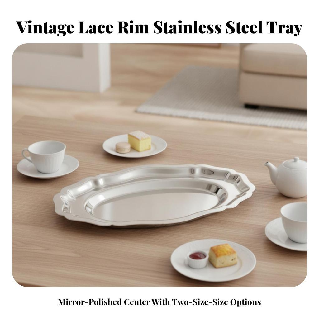 Mirror-Polished Silver Tray Elegant for Tabletop Entertaining, Everyday Home Use