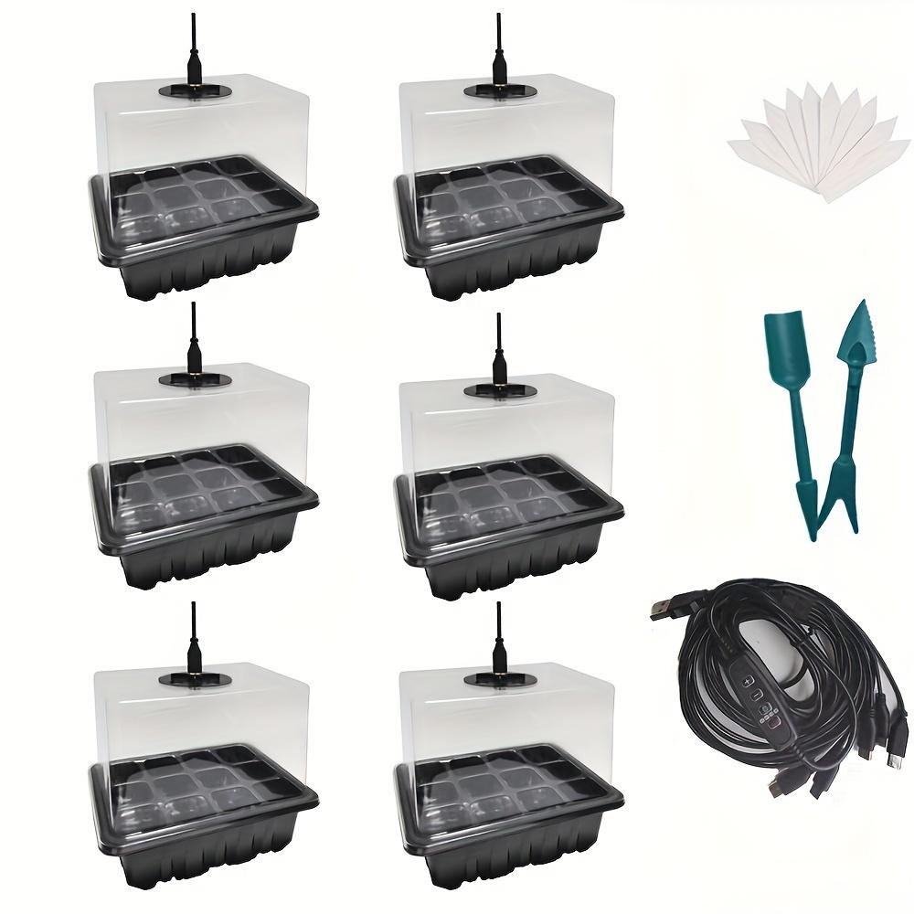 Conjunto de 4/5/6 peças de caixa de mudas elevada com 12 compartimentos e lâmpada, com 3 tipos de luz para iniciação de mudas e 4 opções de temporização