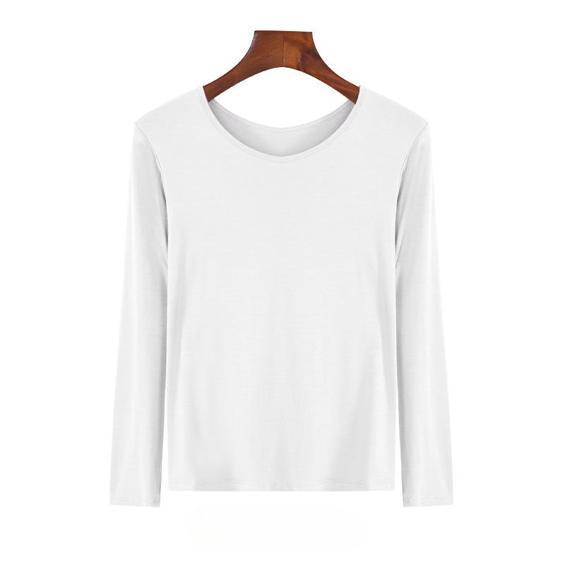 

Женский топ с длинным рукавом, однотонная футболка на весну и осень L белый