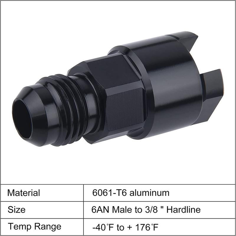 6AN Fuel Adapter Fitting To 3/8 GM Quick Connect w/Thread EFI Female Black LS
