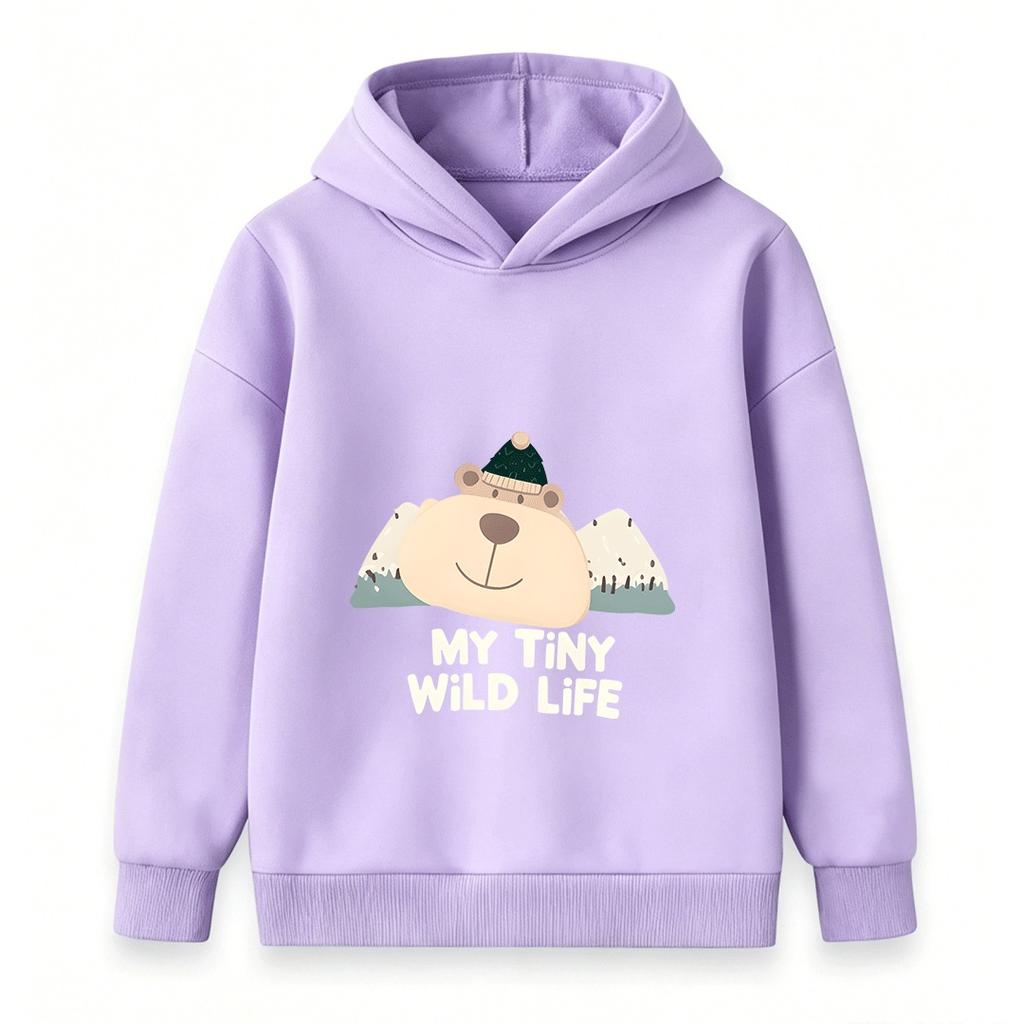 Toddler Kids Boys Girls 100% Cotton Crew Neck Short Sleeve T-Shirt, Cute Cartoon Bear My Tiny Wild Life Print Casual Soft Breathable Summer Tee for Li