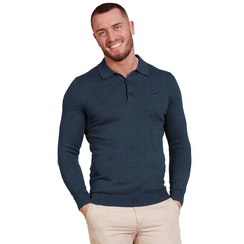 Raging Bull Mens Classic Knitted Long-Sleeved Polo Shirt