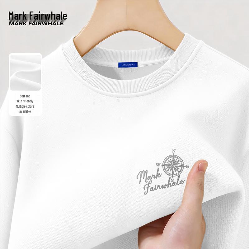 Mark Fairwhale Men's Loose Fit Heavyweight Letter Print Crewneck Sweatshirt