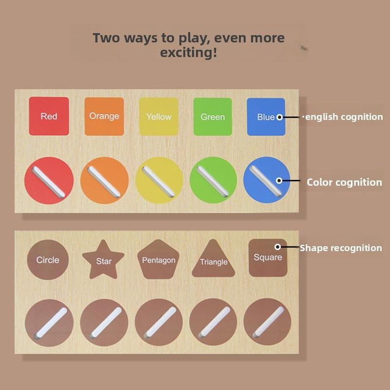 Wooden Montessori Shape Sorting Blocks With Color Recognition For Early Learning