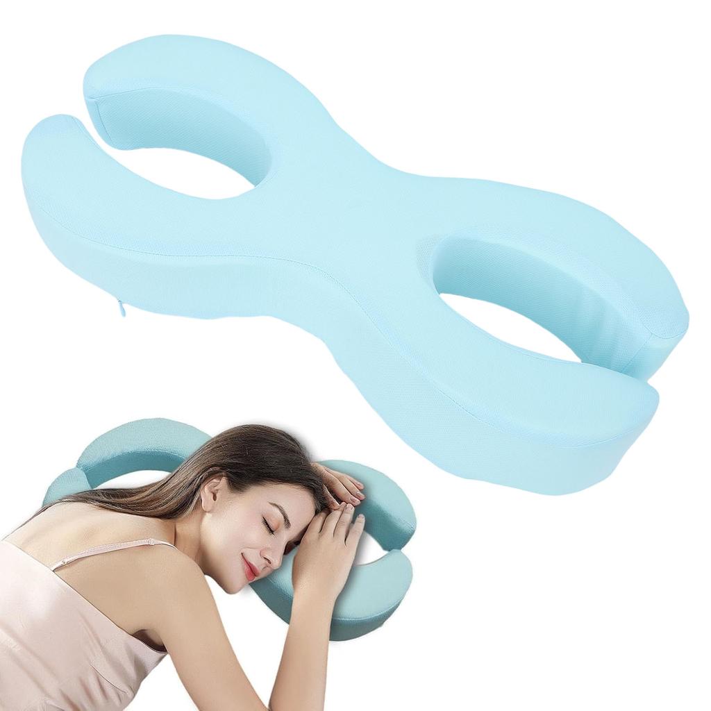 Face Down Pillow Blue Ergonomic Anti Face Crushing Soft Memory Foam Deep Sleeping Pillow for Side Sl