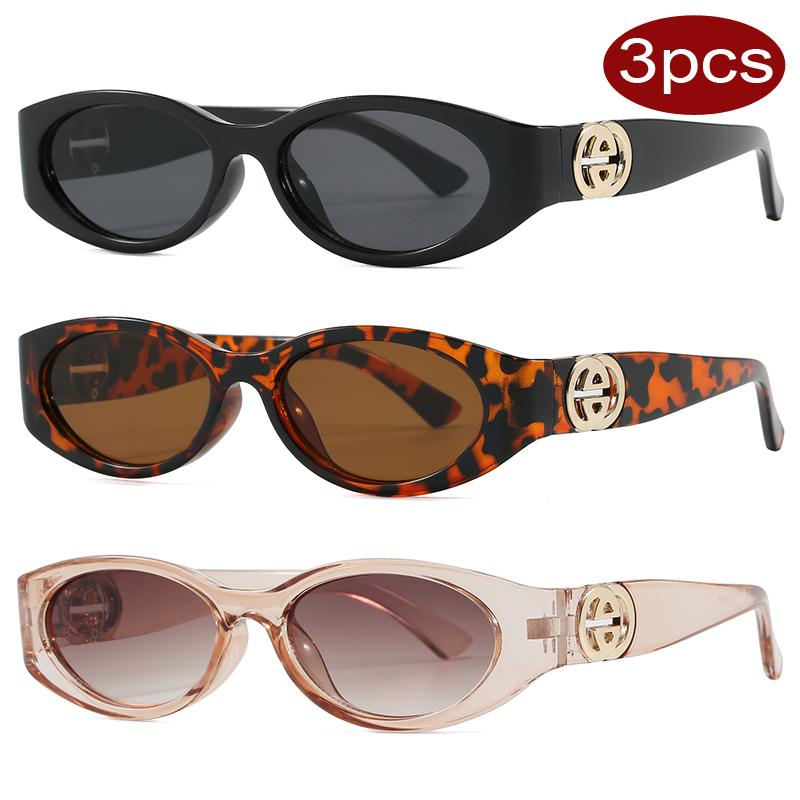

3pcs Retro Small Rectangle Sunglasses Men Women Brand Designer Sun Glasses Outdoor Travel Multi Color Metal Decoration Eyewear