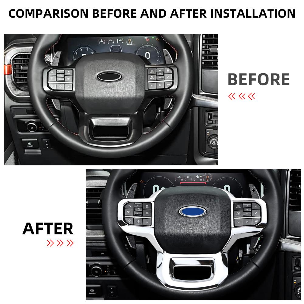 Car Steering Wheel Panel Decorative Cover Trim Sticker for Ford F-150 F150 2021 2022 2023 2024 Car Styling Inner Accessories