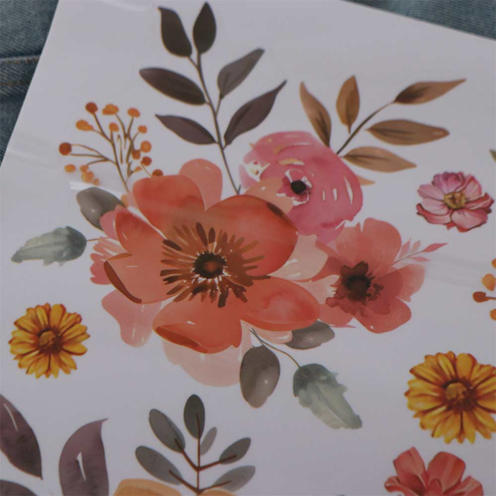 Self-Adhesive Bathroom Stickers Floral Design Ceramic Tile Stickers Flower Washbasin Sticker  Wall
