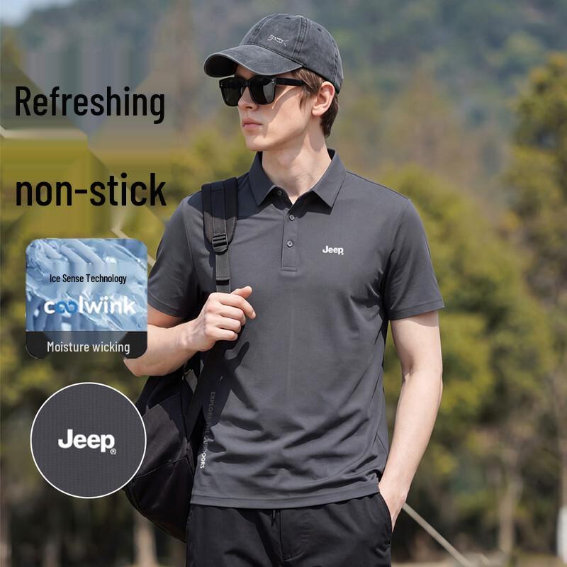 JEEP Men s Casual Short-Sleeve Polo Shirt L