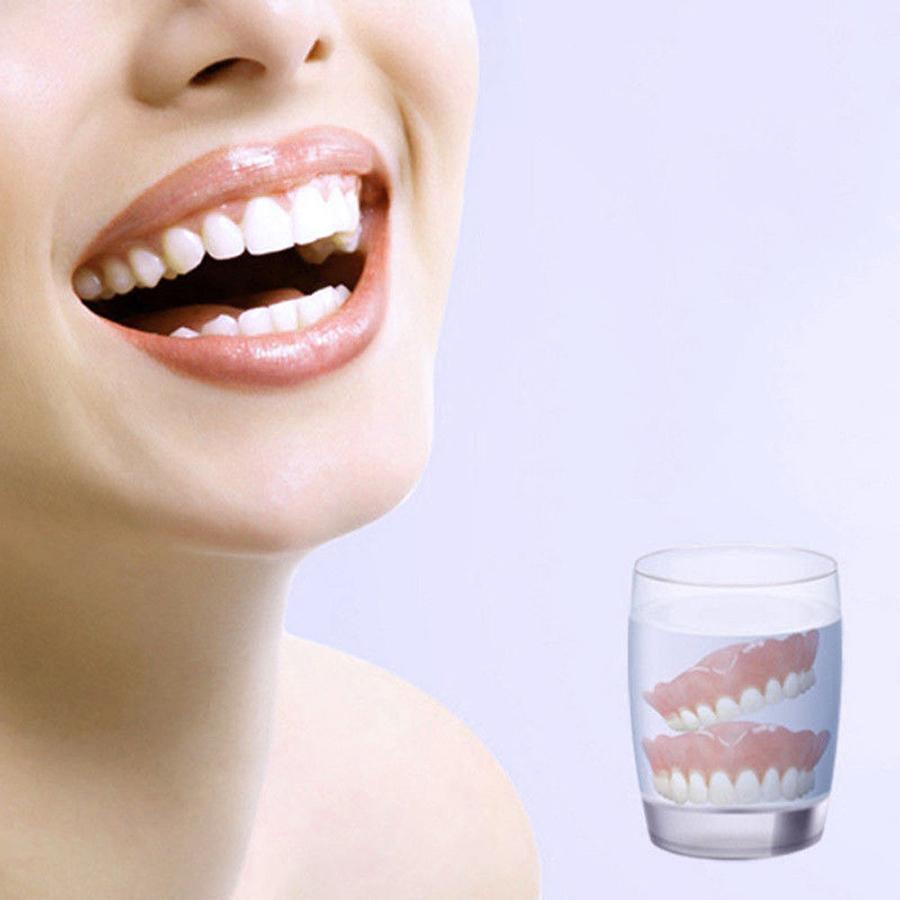 Set Upper & Lower Silicone False Teeth Dental Veneers Dentures False Tooth Smile