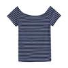 Tencel lyocell cotton, one-word collar off-the-shoulder striped T-shirt women's summer new slim-fitting sexy clavicle short-sleeved top