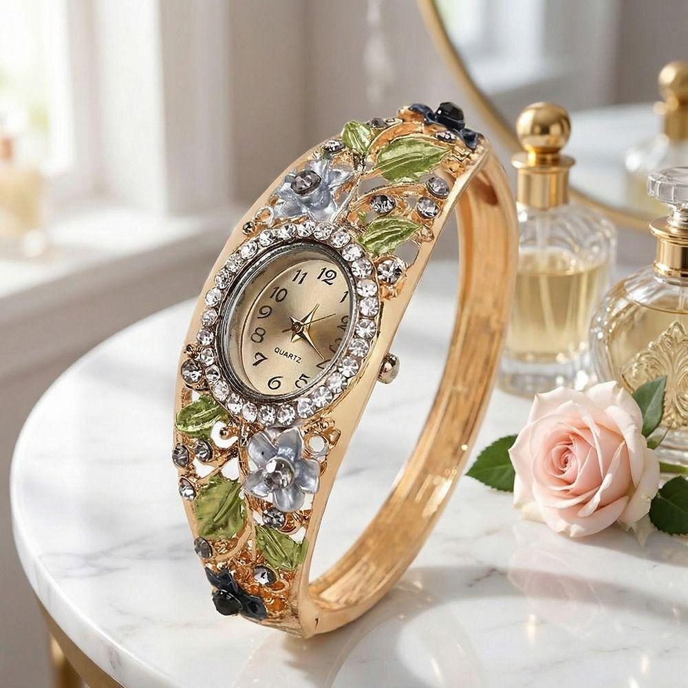 Rhinestone Bracelet Ladies Wristwatch Rich In Flowers Bracelet Watch Quartz Watch Dress Watch