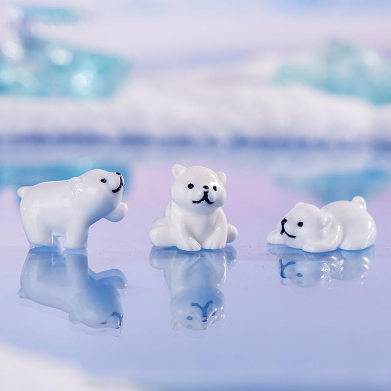 Mini Resin Polar Bear Ornaments 4pcs for Wholesome Creative Art and Decoration Projects