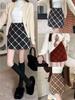 Women's High-Waisted Plaid A-line Skirt - Autumn Retro Style, Slimming, Petite, Versatile, Hip-Hugging.