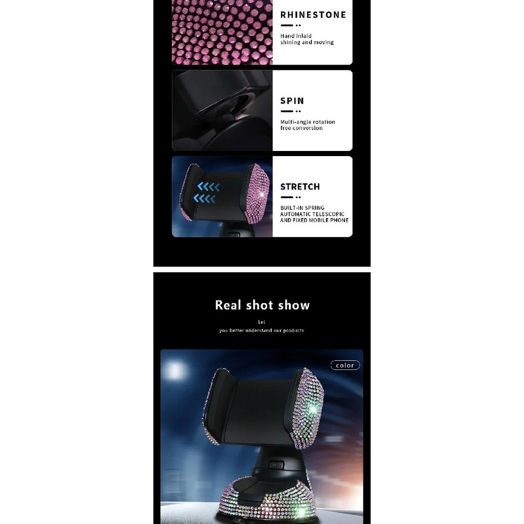 Elegant Rhinestone Car Phone Holder Universal Rotatable Secure Perfect for Easy Navigation and Style Interior Woman Accessories