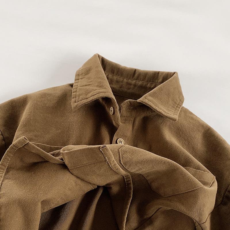 Korean Mori Style Brushed Coat for 3-5 Year-Olds - Long-Sleeve, Single-Breasted Shirt for Boys & Girls