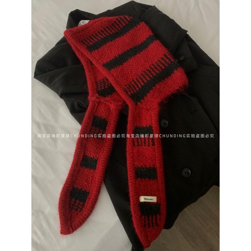 Korean Chic Knit Balaclava Hat With Wool Blend Warm Ear Protection Scarf Women Winter