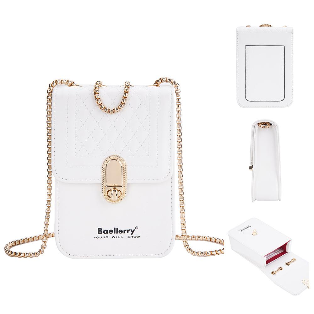 Versatile and versatile imitation leather mobile phone bag women s rhombus lock single shoulder crossbody small satchel chain women s bag one size белый 1600₽