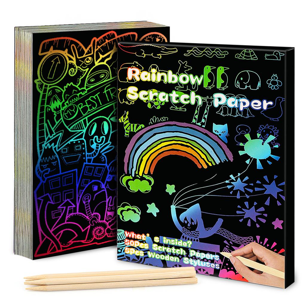 Dazzling Scratch Painting Parent Child Interactive Toys Note Cards Handmade Painting