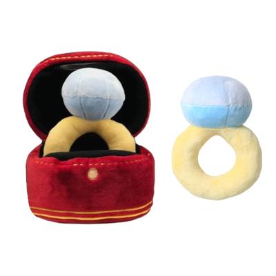 Caja de Anillo Creativa Peluche Amor Caja de Anillo de Diamantes Mascota de Peluche Juguete para Masticar Sonidos Cachorros Niños Lindo Suave Perro Amargo Juguetes Interesantes