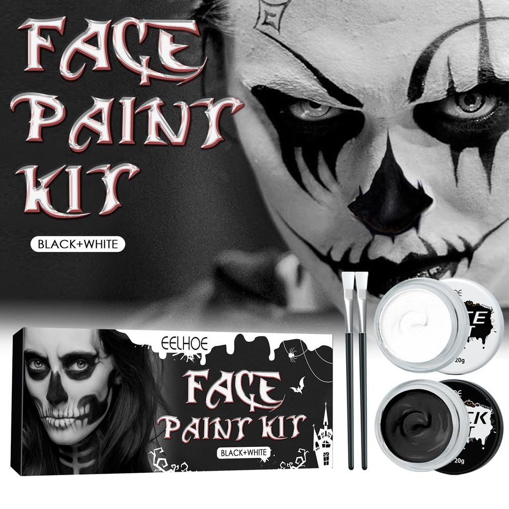 Halloween Cosplay Makeup Black + Face Body Paint Special Effects Makeup Kit Dress Up Adult - Face Paint Kit Full Coverage Face Paint
