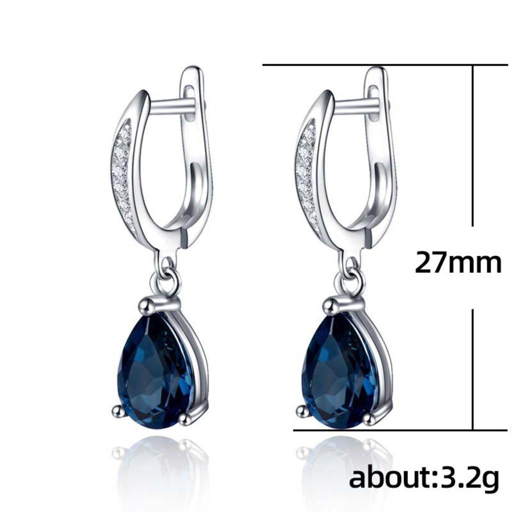 Blue Teardrop Stone Drop Earrings for Women Elegant Style