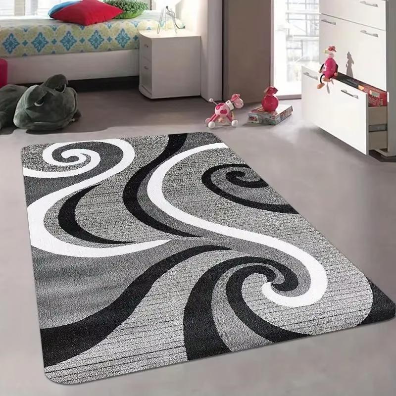 Modern Living Room Floor Mat, Simple Line Printed Cushion, Washable Non-Slip Low Hair Pile Mat Suitable For Bedroom Patio