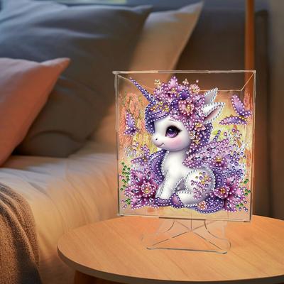 DIY Diamond Art Painting Lamp Four Sided Diamond Painting LED Lamp Diamond Painting Bedside Lamp Arts Crafts Home Decoration