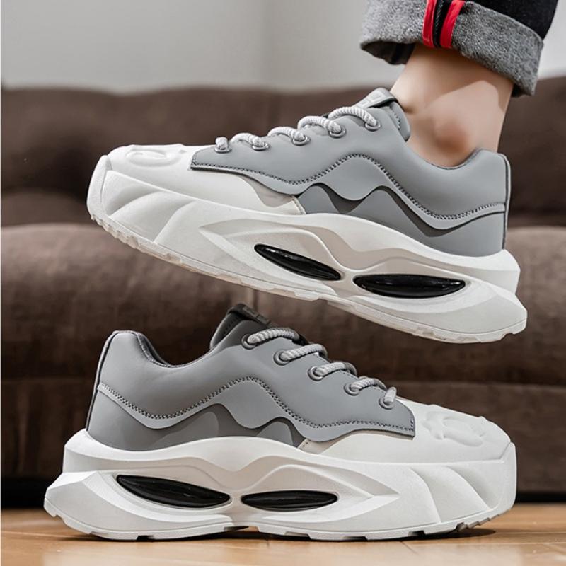 2025 New Men's Low-Top Casual Shoes All-Match Comfortable Thick-Soled Sneakers Height-Enhancing Korean-Style Trendy Dad Shoes
