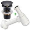 Set: Click-clack Plug with Overflow + Sink Siphon for Washbasin, Black