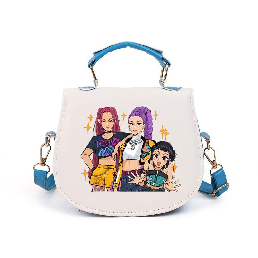 Kids Girls Kpop Rumi Zoey Mira Printed Student Lightweight Crossbody Bag Casual PU Shoulder Bags
