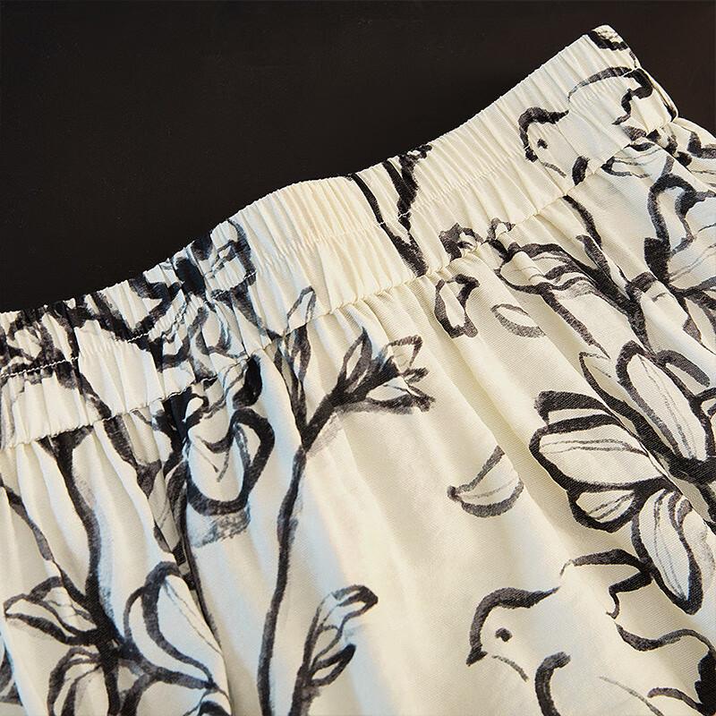 Women's Floral Print Elastic Waist A-line Maxi Skirt