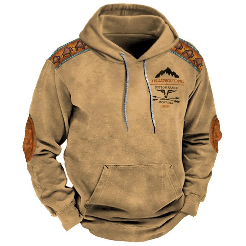 Vintage mikina s kapucí Yellowstone 3D potištěná pánská mikina s kapucí pro volný čas Streetwear Unisex pulovry Móda tepláky velké velikosti