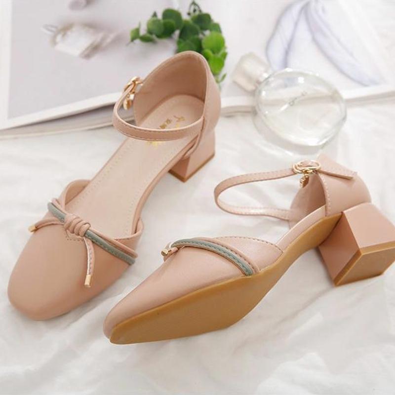 Letní elegantní dámské boty na středním podpatku, dámské sandály, pohodlné společenské boty