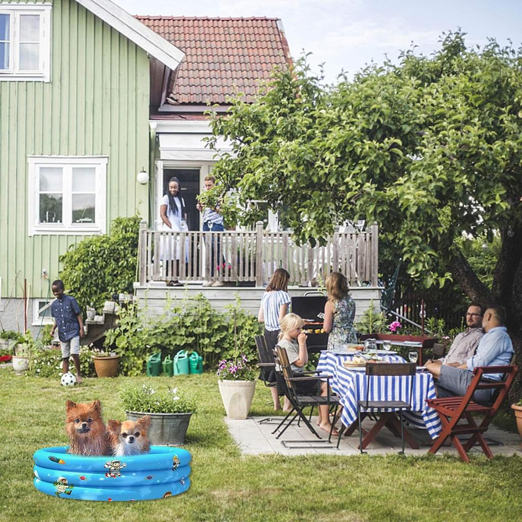 Planschbecken aufblasbar mit 3 Ringen, Sommer-Wasserspielbecken, Schwimmbecken für Kinder, Baby, Haustier, tragbares Schwimmbecken, Aufstellbecken