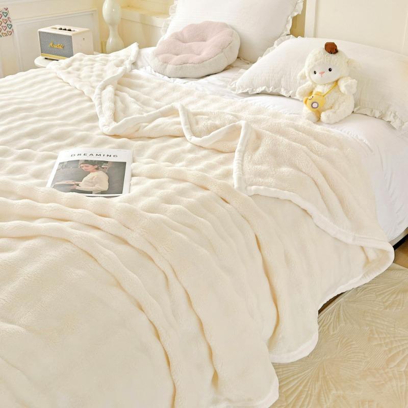 Light Luxury Solid Color Multifunctional Rabbit Velvet Blanket Winter Thick Warm Flannel Used for Bedroom Living Room Blanket