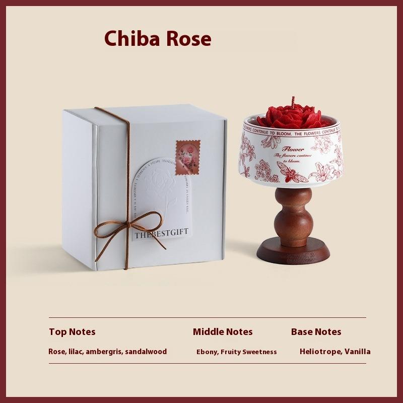 

Scented Candle Camellia Shape Gift Premium Fragrance Chiba Rose