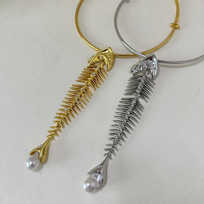 Nový design slitina velká rybí kost přívěsek choker náhrdelník pro ženy přehnaný náhrdelník šperkové doplňky dárek