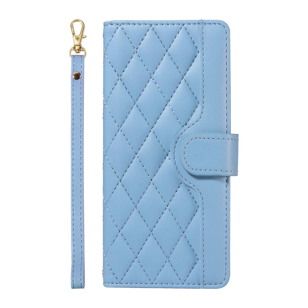 Applicable To Samsung S24 Fashion Leather Case A55 Small Fragrant Wind Diamond Grid Card Wallet Diagonal Span Portable Rope A05S Solid Color